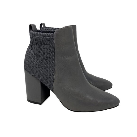 Cole Haan Womens Aylin Ankle Boots Gray Leather Textured Block Heel Pull On 8 B - Picture 1 of 9